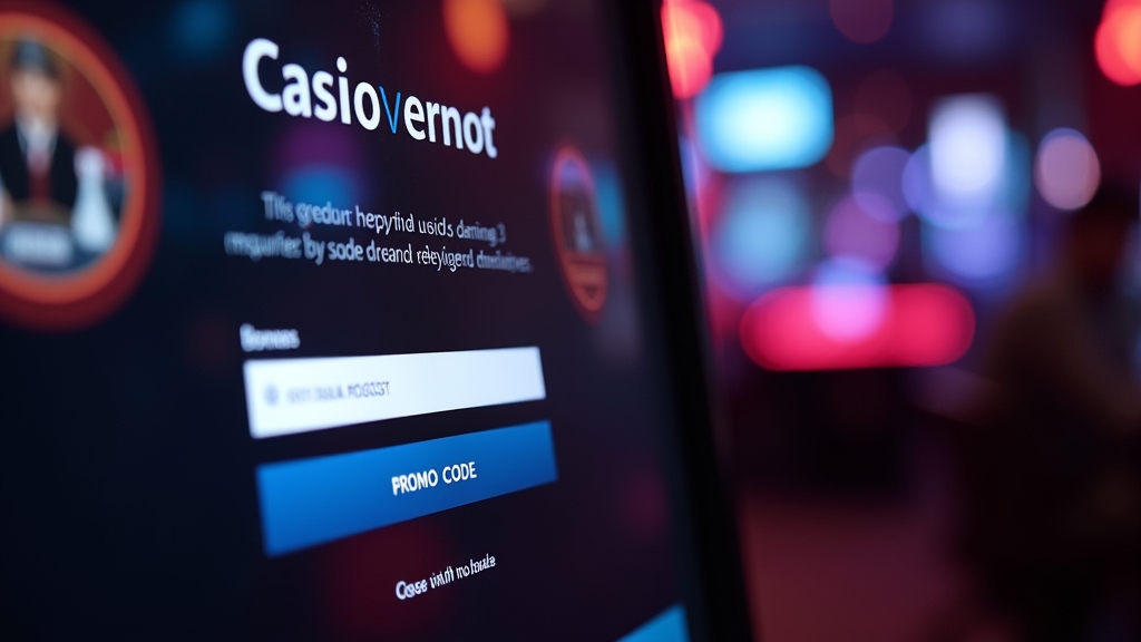 A casino sign-up screen showing a promo code field in a dark lounge
